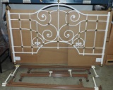 King Size White Painted Iron & Brass Bed