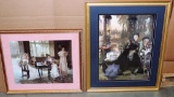 Pair Of Victorian Style Color Prints In Gold Frames