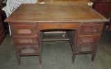 Antique Oak Knee Hole Office Desk
