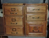 Pair Of 3 Drawer Oak File Cabinets
