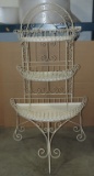 3 Pc Ornate White Painted Iron 3 Tier Plant Holder