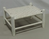 White Painted Wicker Foot Stool