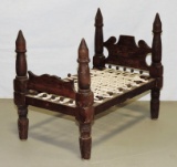 Pine Antique Style Rope Doll Bed