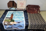 Tommy Bahama Leather & Canvas Bag, Vintage Tablecloth & Weaving And More