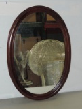 Oval Mahogany Wood Framed Wall Mirror