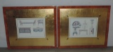 Pair Of Color Reproduction Prints Of French Furniture In Fine Birdseye Maple Frames