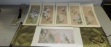 5 Unframed Silk Oriental Panels & Silk Scroll