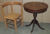 Antique Maple Corner Chair & 1940's Mahogany Drum Table
