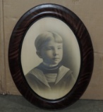 Oval Grain Painted Frame With Portrait Of Sailor Boy