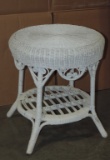 Round Wicker End Table