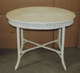 Antique Oval Wicker White Painted Table