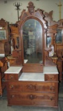 Early Victorian Walnut Wishbone Dresser With Mirror