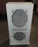 White Painted Screen Front Hanging Wall Cabinet