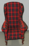 Small Childs Plaid Covered Wing Chair