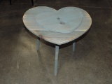 Blue Painted Handmade Heart Shape Table