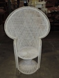 White Painted Fan Back Wicker Chair