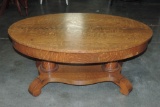 Antique Oak Oval Coffee Table With Drawer