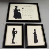 3 Vintage Framed Silhouette Pictures
