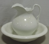 Mellor England White Ironstone Pitcher And Washbowl