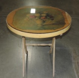 1940's Folding Round Table With Floral Decoupage Top