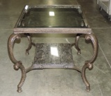 Bronze Finish Glass Top End table