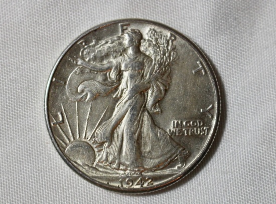 1942 AU+ Walking Liberty Half Dollar