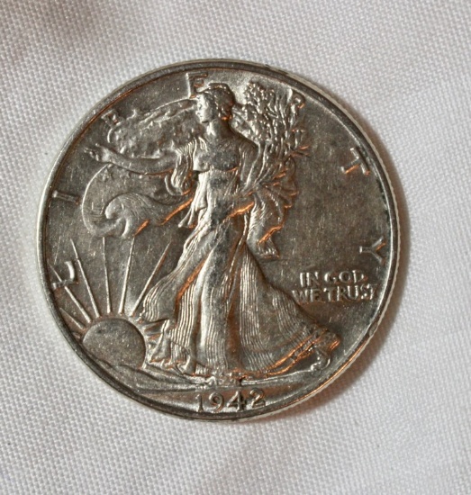 1942 AU+ Walking Liberty Half Dollar