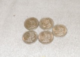 (5) 1921 AU Morgan Silver Dollars