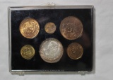 1964 Un Peso Mexico Silver Dollar & 5 Copper Coin Set