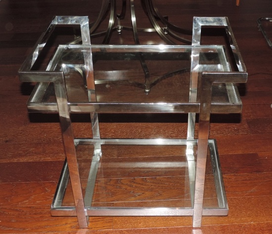 Extra Cool 2 Tiered Chrome and Glass Modern Table