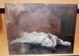 Oil on Canvas Painting of Sleeping Cat