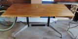 2 Pedestal Wood Top Contemporary Table