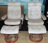 Pair of Vintage Lounge Chairs and Ottomans