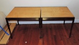 Vintage Pair of Brass and Maple Tables