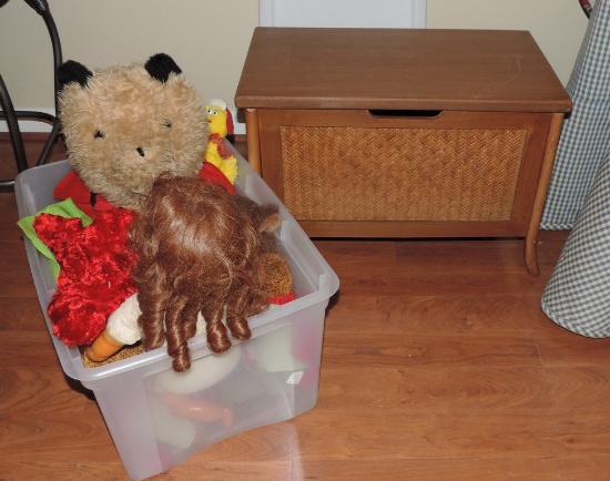 Wicker Toy Box with Contents