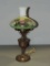 Brass Electric Table Lamp With Hand Painted Shade