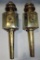 2 Old Brass & Glass Wall Oil Lamps