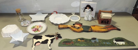 Tray Lot Ceramics, Painted Plaques, Sweet & Petite Dolls & More