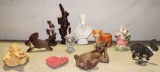 Lot Of Ceramic Dog, Cat & Rabbit Figurines