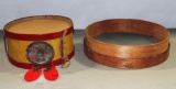 Wood Antique Sifter & Toy Tin Drum