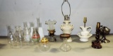 Lot Of Lamp Globes & Electrified Lamps