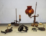 Cast Iron & Brass Lamp Lot