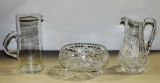 Cut Crystal Pitcher & Bowl With Crystal Martini Pitcher