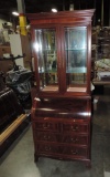 Signed Mahogany Hekman Furniture Co. Desk & Display Cabinet Combo