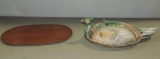 Italian Ceramic Covered Pheasant Dish & Danish Oval Tray