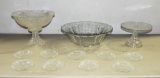 2 Pc Early Pressed Glass Punch Bowl On Stand Plus other pieces