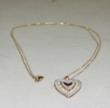 10 Kt. Gold Diamond Heart Pendent On 10 Kt. Gold Chain
