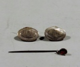 10 Kt. Gold Top Cuff Links & Ruby Stick Pin