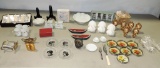 2 Tray Lots Napkin Holders, Cups & Saucers, Coasters And More