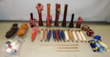 Tray Lot Antique Wood Sewing Thread Bobbins